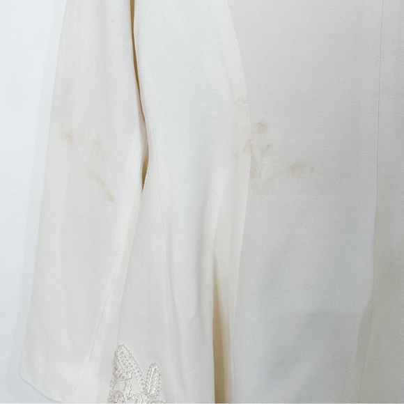 Vintage Marie St. Claire Embroidered Ivory White Cream Suit Jacket Blazer Button - Picture 7 of 7